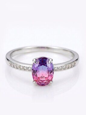 Dainty  Pink / Purple tourmaline oval gemstone ring, Charmed Aroma